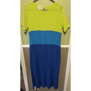 Diane Von Furstenburg Color Block Maxi Dress w/ Side Slit & Pockets Size Small
